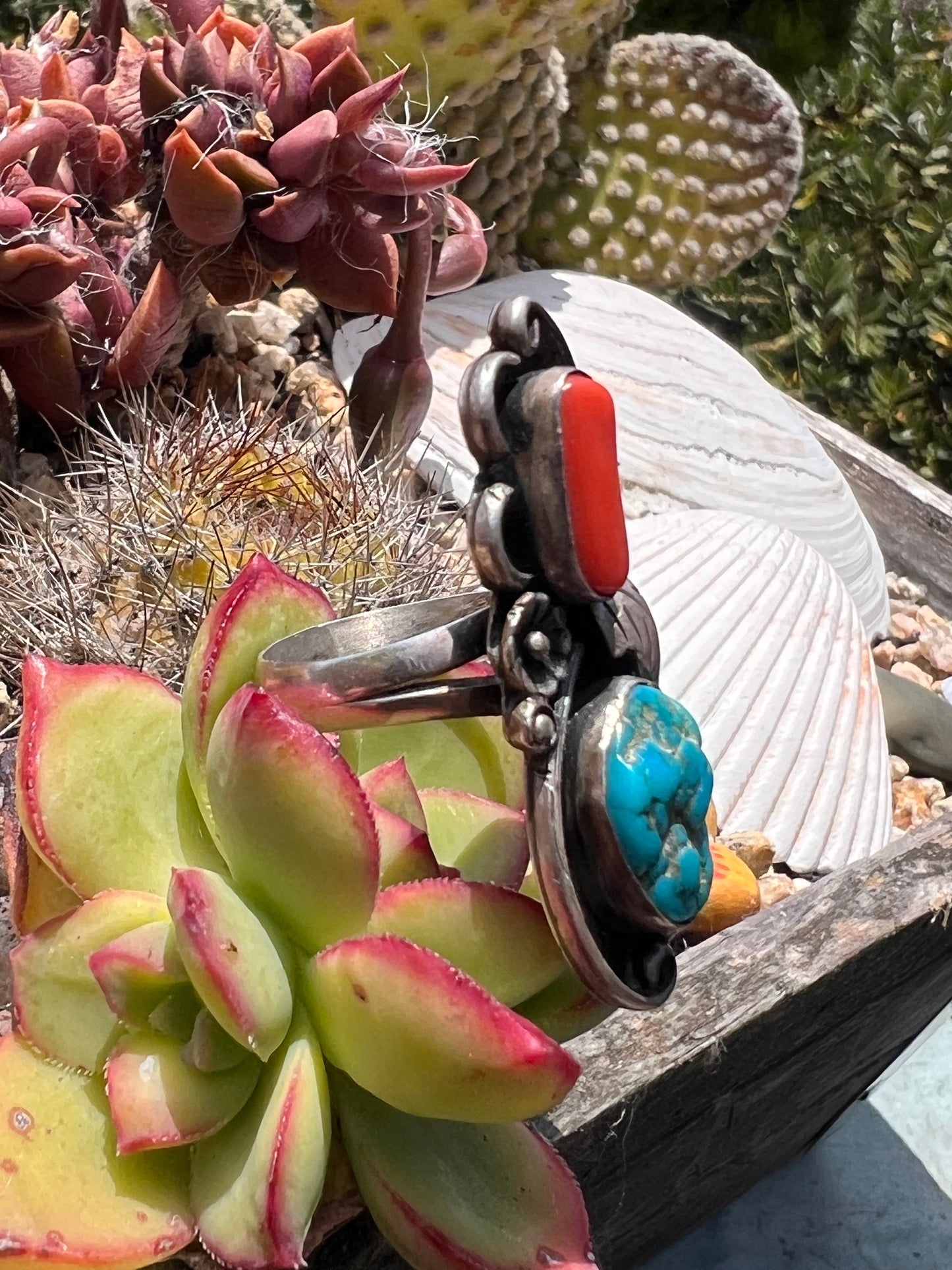 Coral & Turquoise Ring