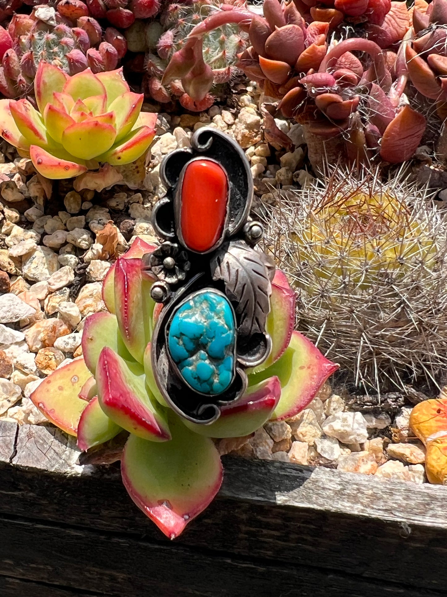 Coral & Turquoise Ring