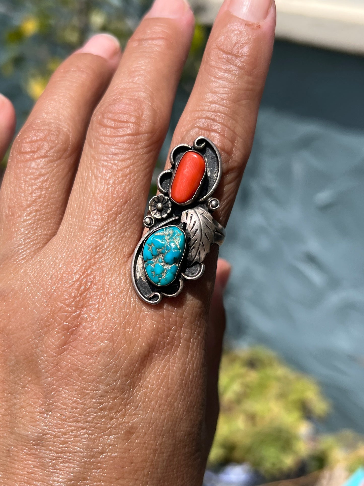 Coral & Turquoise Ring