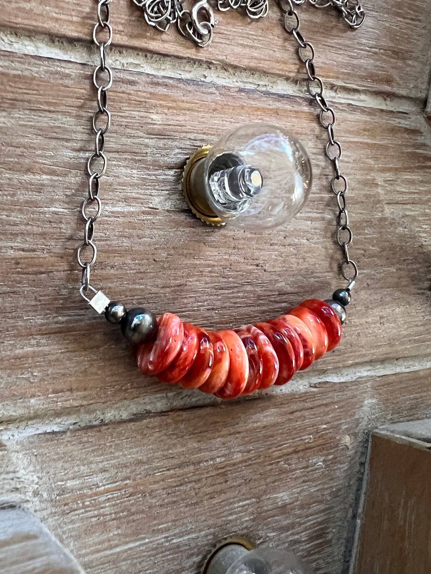 Orange Spiny disc necklace
