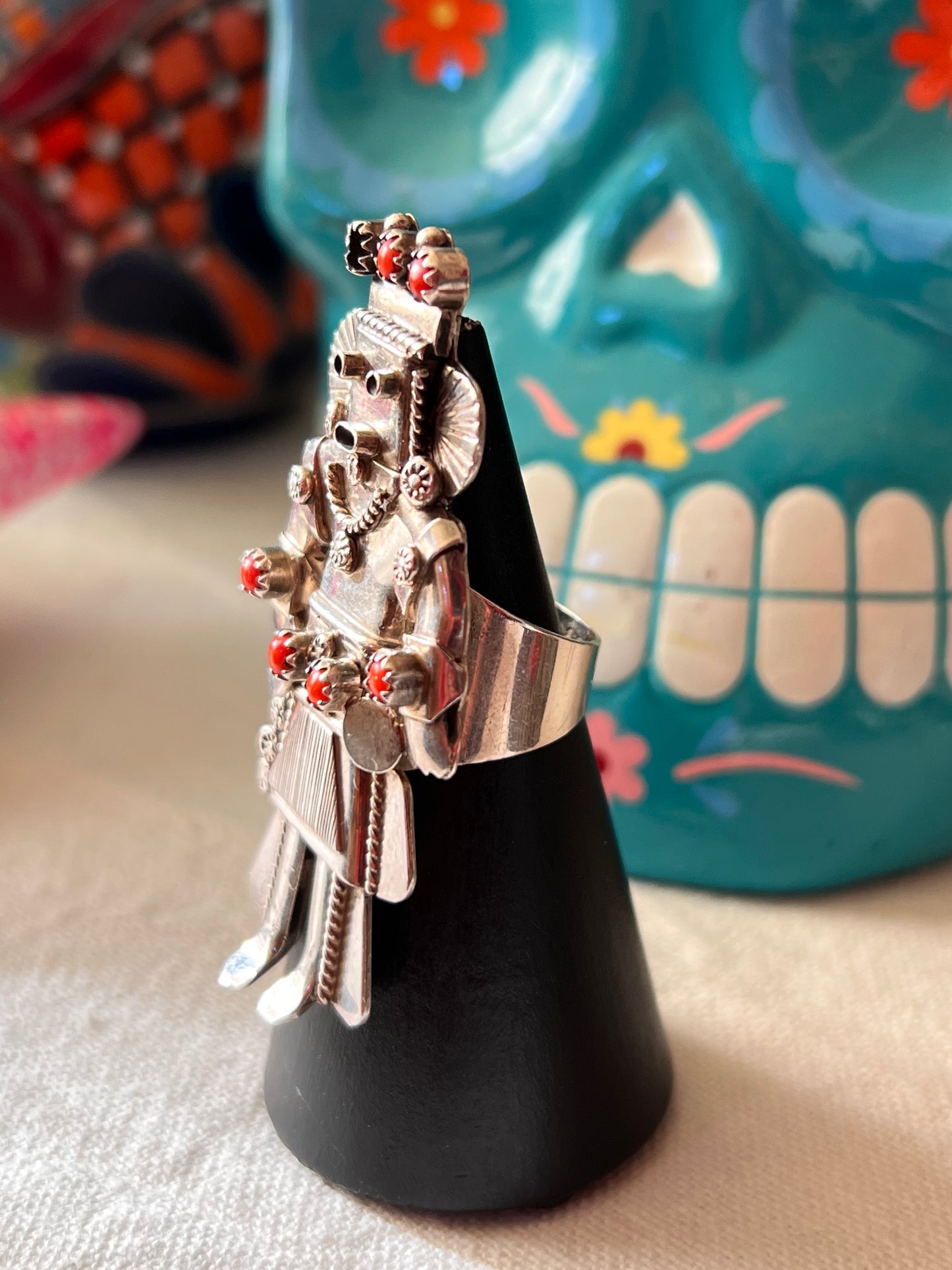 Coral Kachina Ring