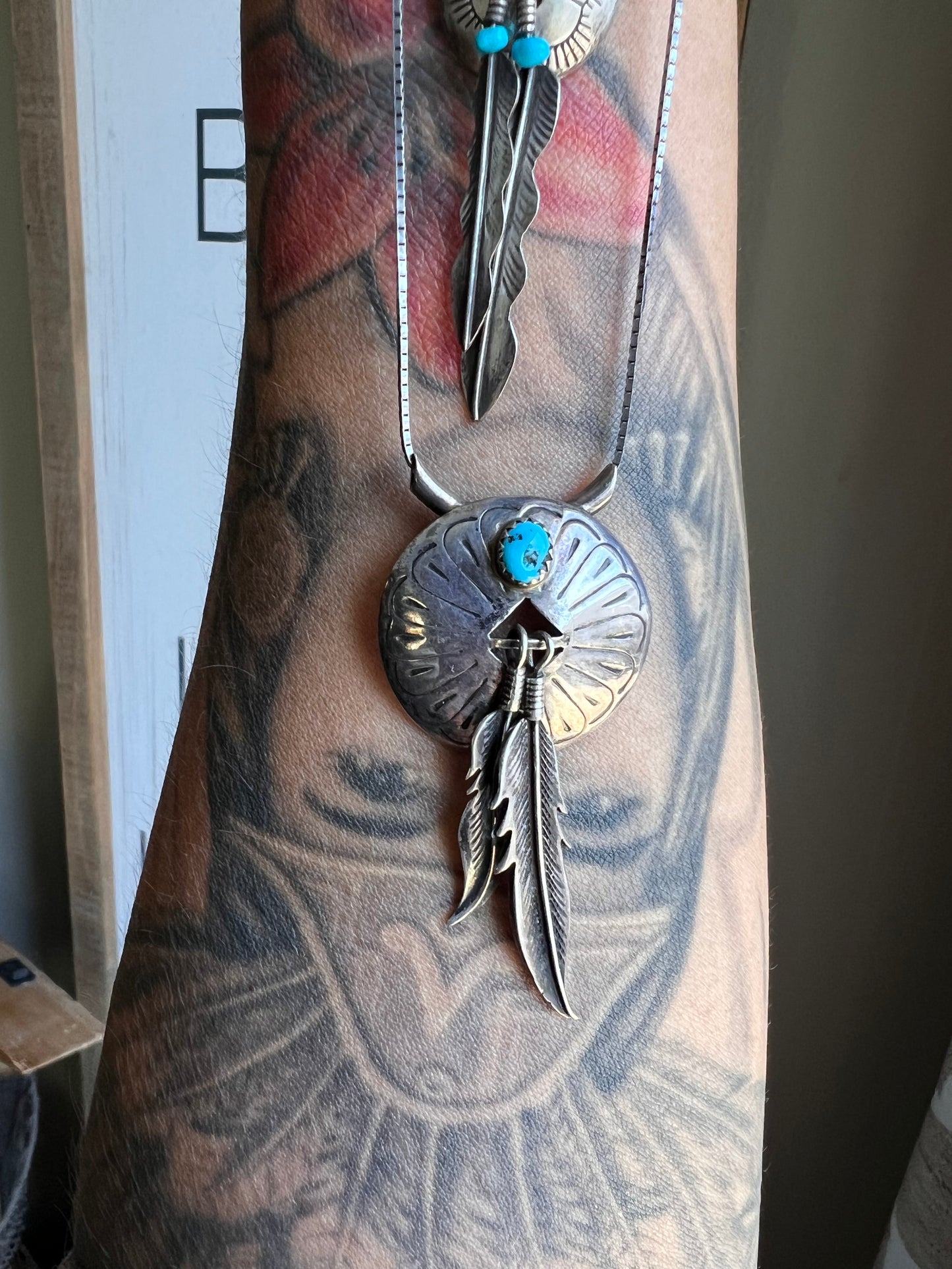 Concho with Feathers Necklace