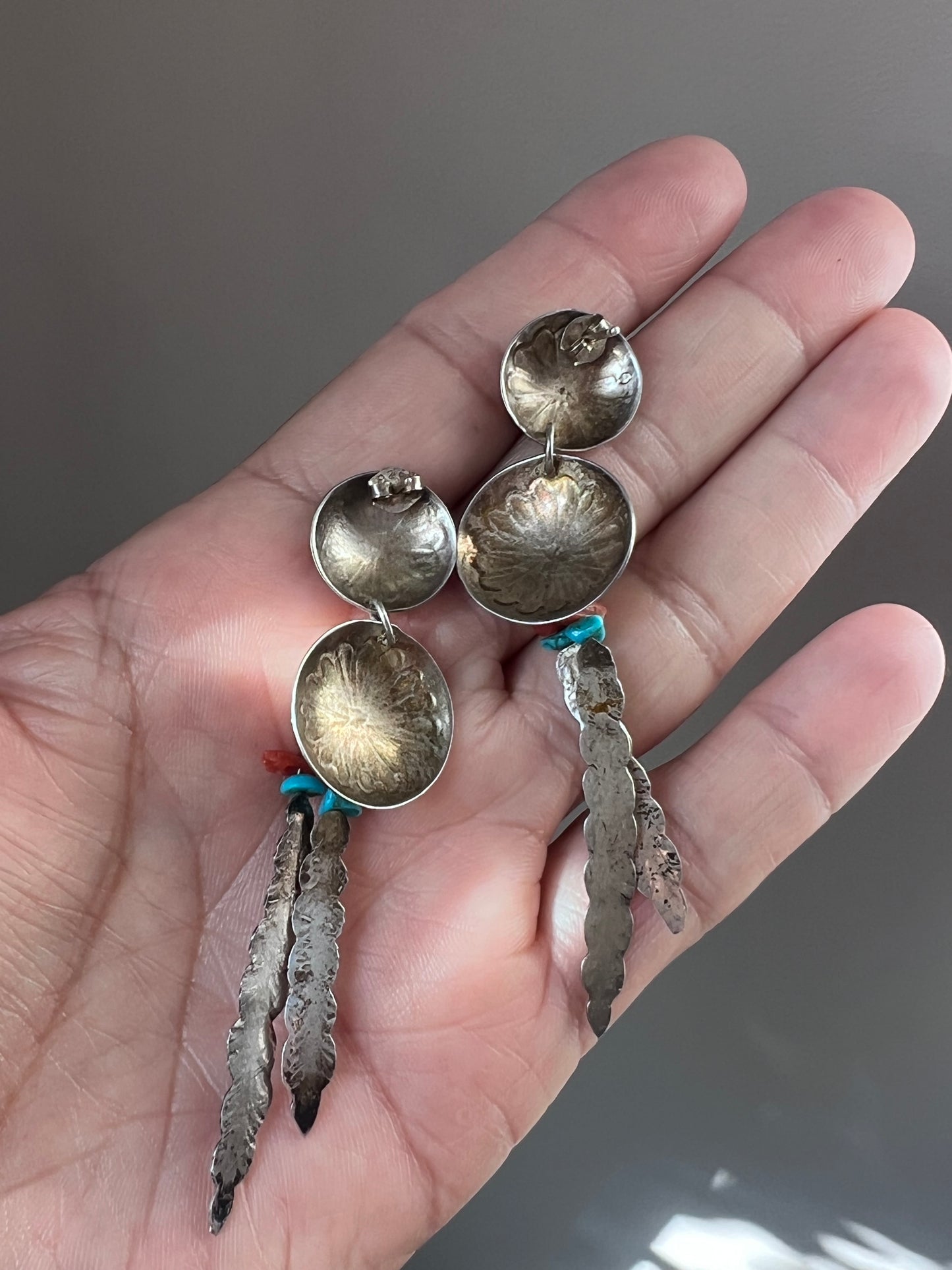 Concho and feather Earrings