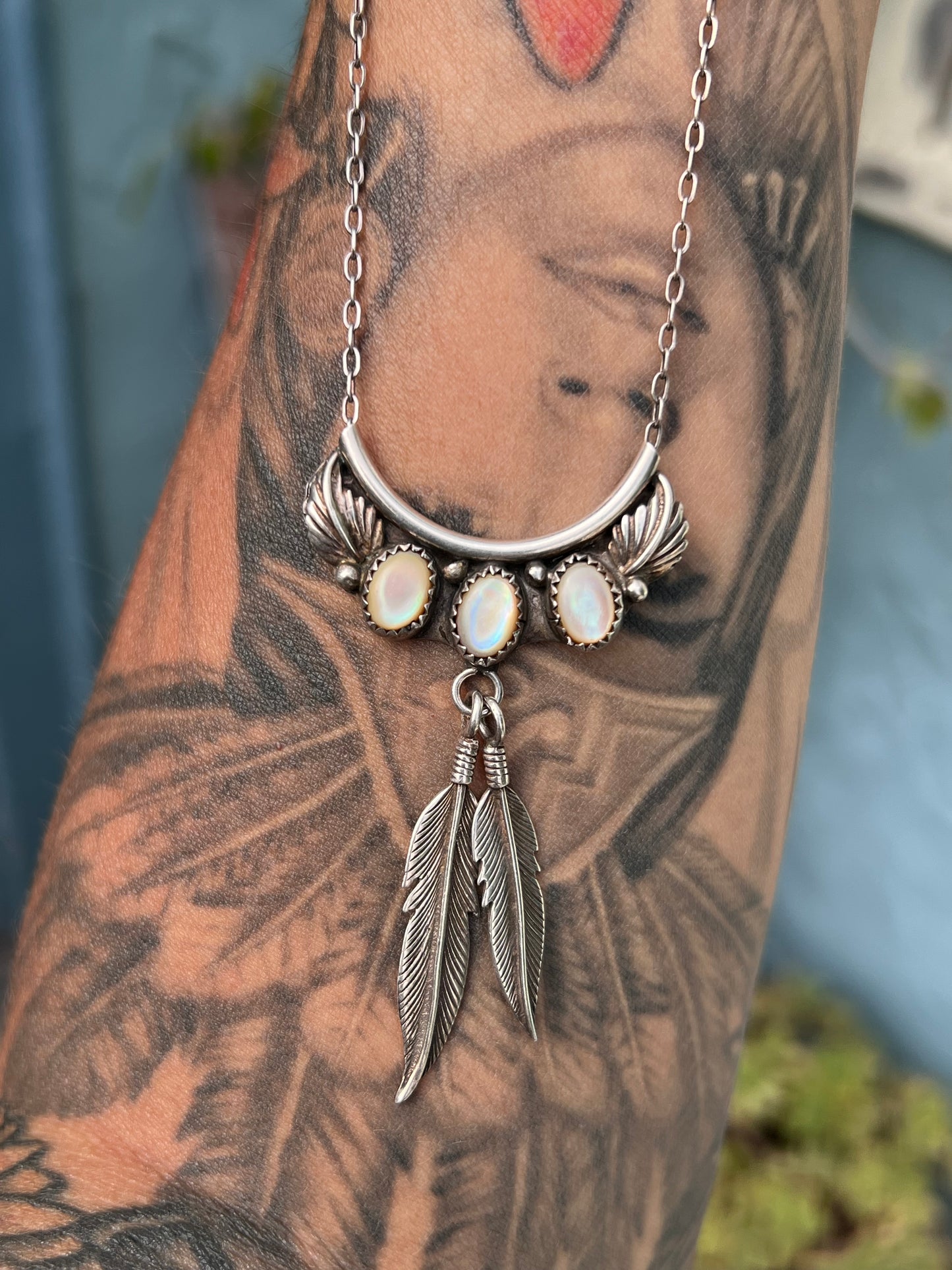 MOP Feather Necklace