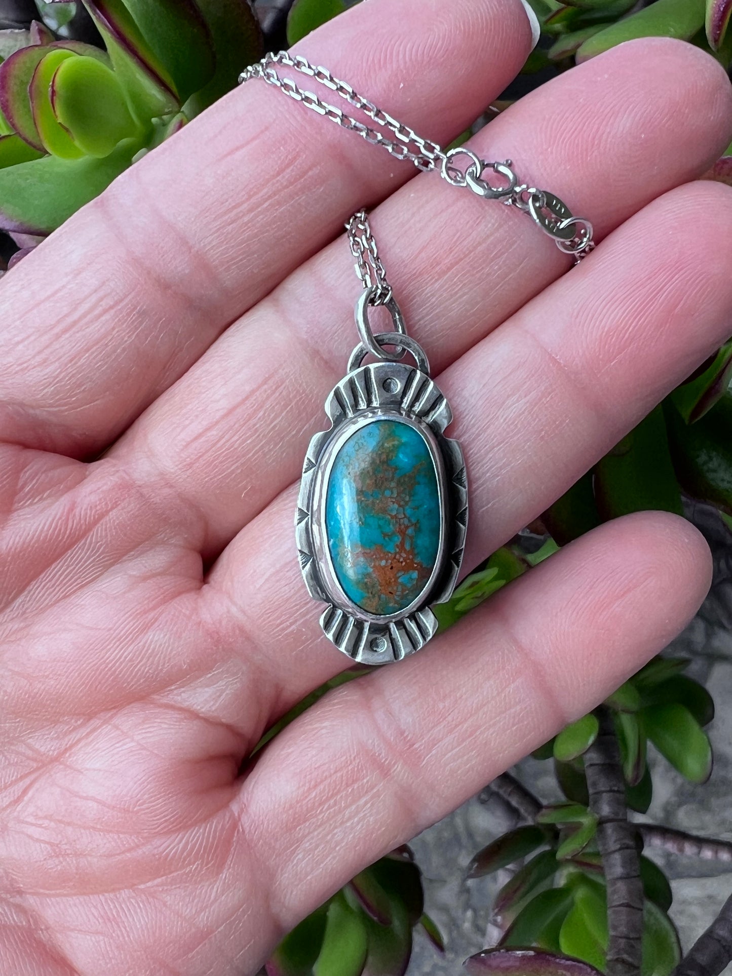 Green Turquoise and thunderbird Pendant
