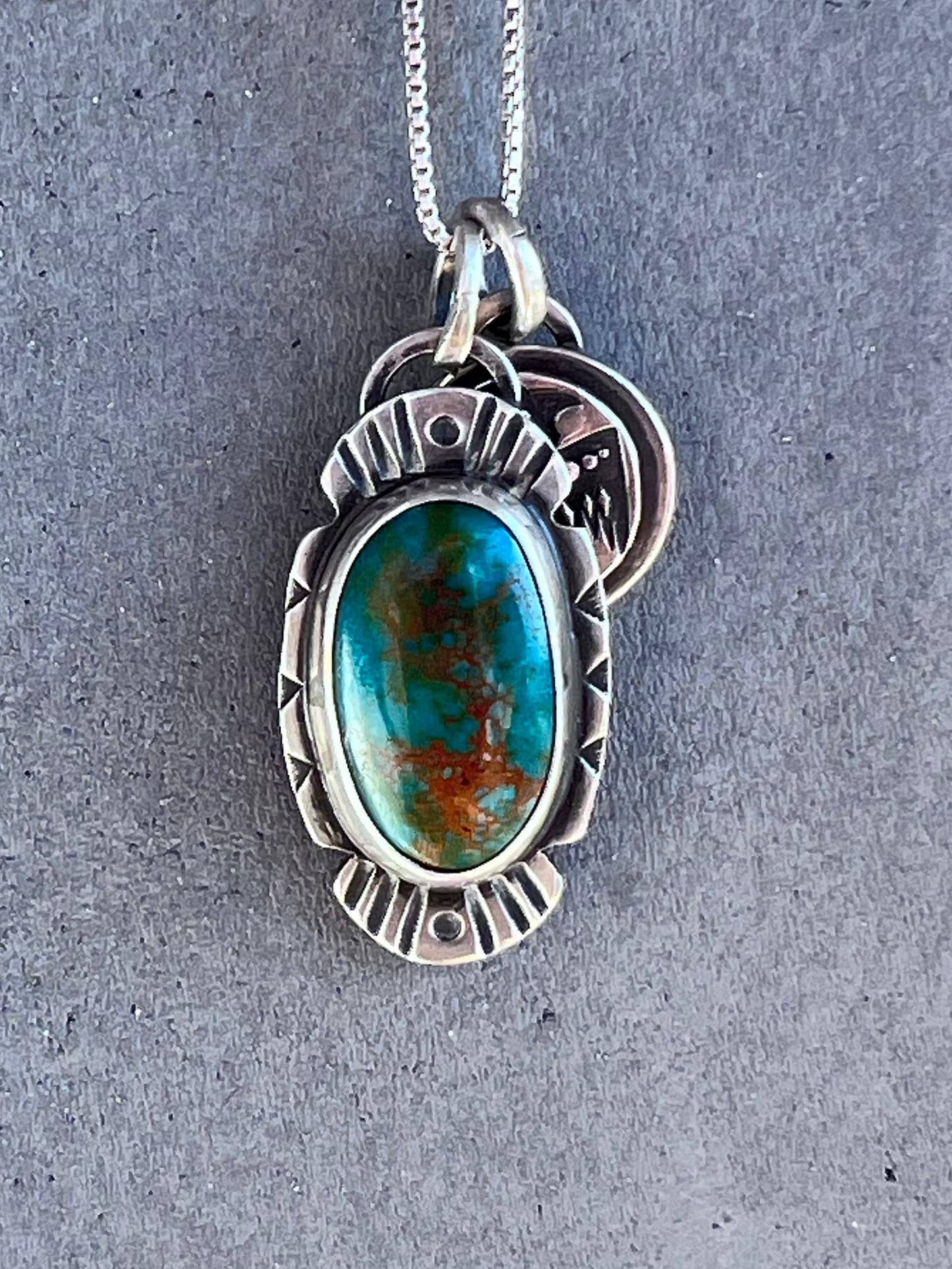 Green Turquoise and thunderbird Pendant