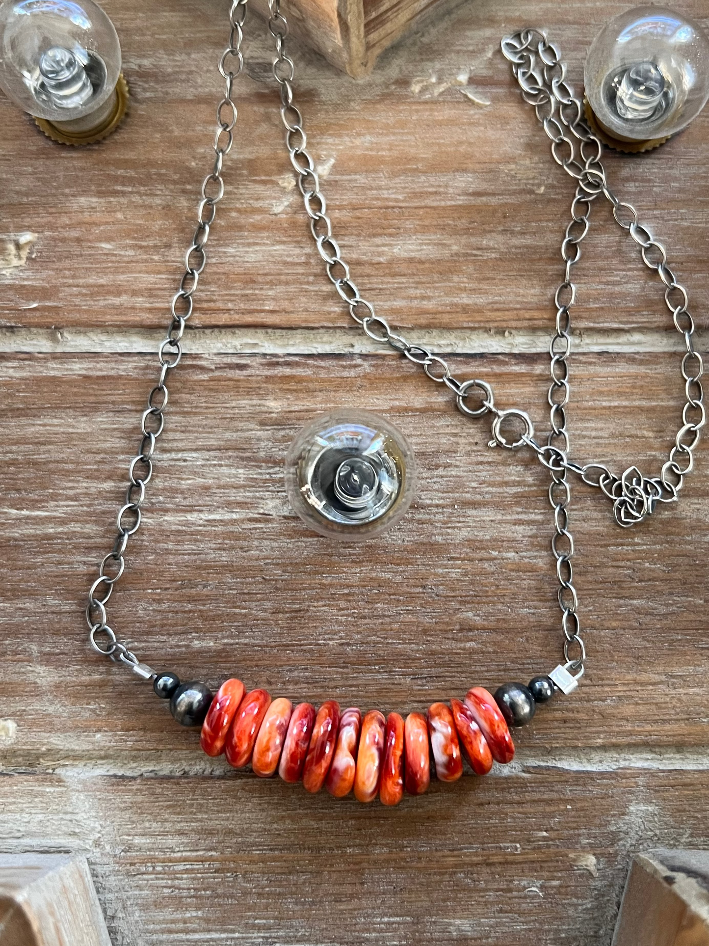 Orange Spiny disc necklace