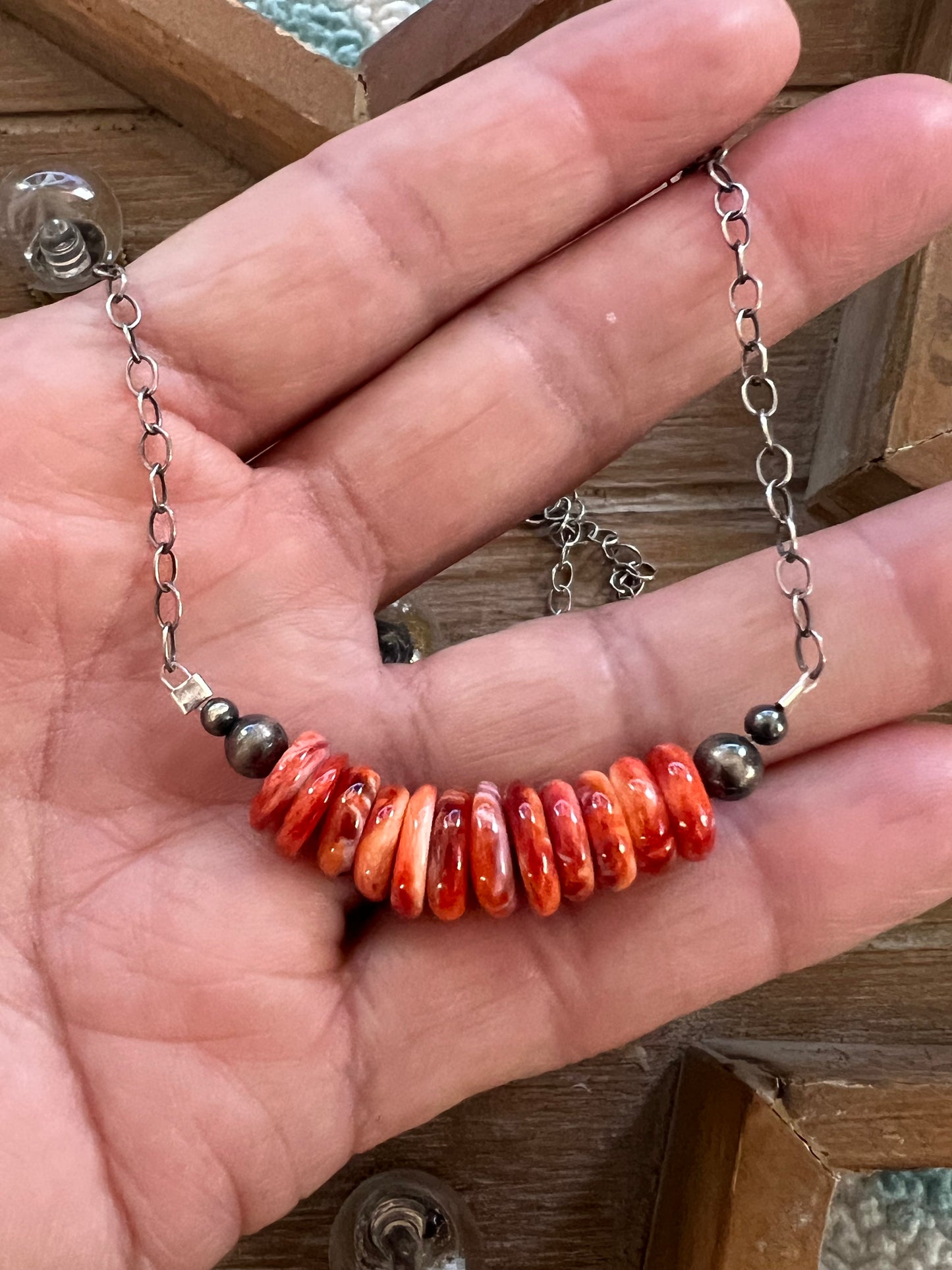 Orange Spiny disc necklace