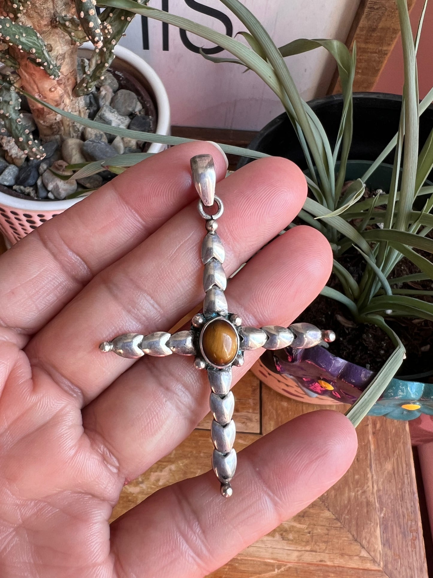 Tiger Eye Cross Pendant