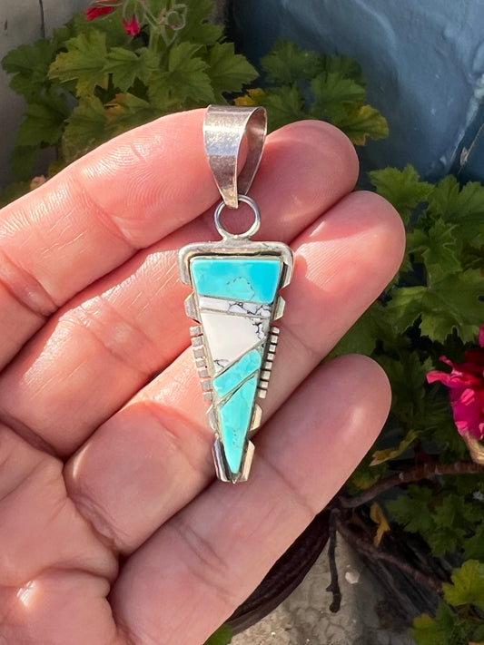 Arrowhead Turquoise and White Buffalo Pendant